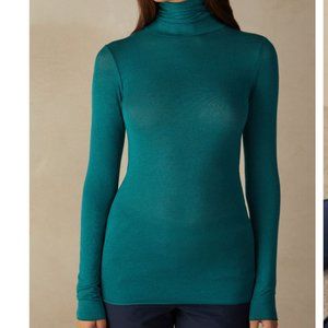 Intimissimi Modal Cashmere Ultralight High-Neck Top - Evergreen Size S